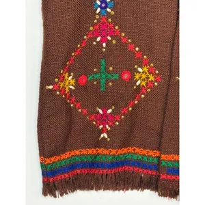 Vintage‎ Embroidered Knit Vest Womens Small Brown Boho Shell Fringe Trim thumbnail 5