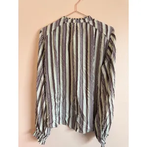 Maeve Blouse Womens Medium Mint‎ Green Brown Striped V-Neck Long Sleeve Top thumbnail 9