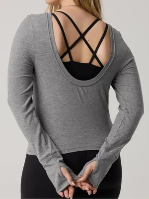 OFFLINE By Aerie Thumbs Up Ribbed Scoop Back T-Shirt thumbnail 1