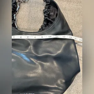Steve Madden Black Chain Strap Ruched Hobo Bag Vegan Leather Magnet Closure New thumbnail 6