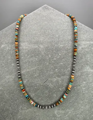 Handmade 16” Navajo Style Sterling Silver Pearls Necklace thumbnail 4