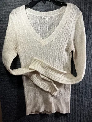 Aeropostale Cream V-Neck Cable Knit Sweater thumbnail 3