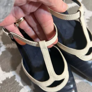 AEROSOLES Navy/Black and Cream Mary Jane Heels with Tapered Heel thumbnail 9