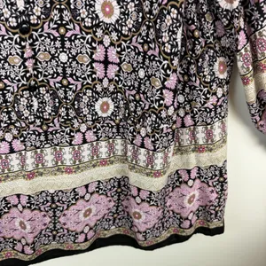 Cato Floral Medallion Blouse Size 18/20W Black Multicolor Boho Lightweight Comfy thumbnail 3