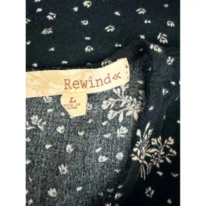 Rewind Womens L Black White Ditsy Floral Ruffle Hem Short Sleeve Mini Dress thumbnail 6