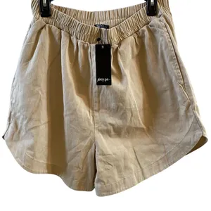 Nasty Gal‎ Twill Running Shorts 100% Cotton NWT Neutral Tan Size L Beach Vacay thumbnail 3