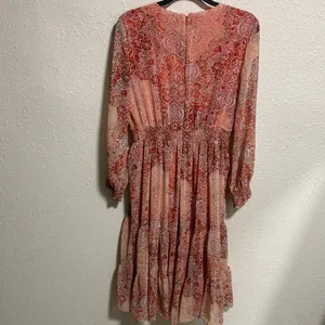 Just Taylor Orange Paisley Floral Smocked Waist Tiered Mini Dress Womens Size‎ 6 thumbnail 9