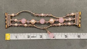 Elegant Rose Gold Apple Watch Band 42mm With Pearl & Pink Bead Accents thumbnail 1