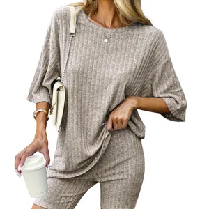 Ekouaer - Khaki Knit Pajamas Top thumbnail 1