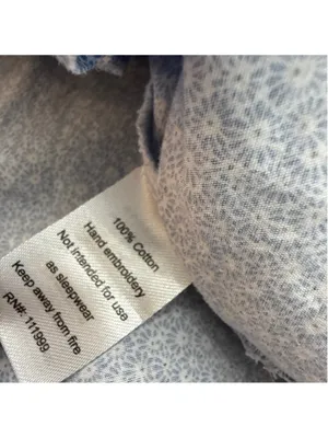 Dina Yang Cotton Pajama Set Medium Blue White Ditsy Floral 2PC Button Down thumbnail 8