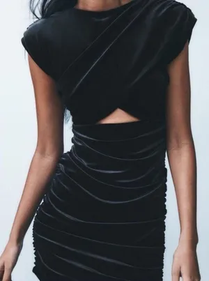 Zara Cut Our Velvet Mini Dress thumbnail 1
