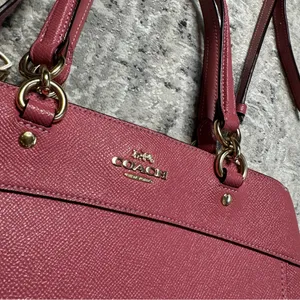 Coach Mini Brooke Carryall Satchel Pink Glitter Crossgrain Leather Gold thumbnail 5