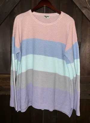 Show‎ Me Your MuMu Women's XL Knit Striped Pastel Sweater Easter thumbnail 1