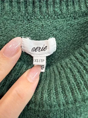 Aerie Green and White Cream Striped Crewneck Sweater - xsmall Fall/Winter thumbnail 2