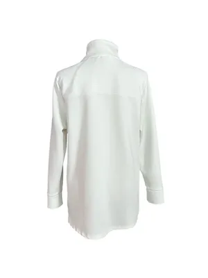 Jones New York Signature White w/ Ribbed Detail Funnel Neck Pullover Size Small thumbnail 4