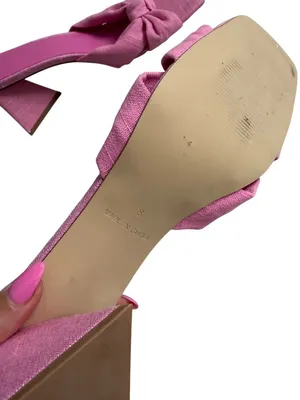 PRINCESS POLLY Pink Linen Knot Heels Sandals Sz 8 thumbnail 3