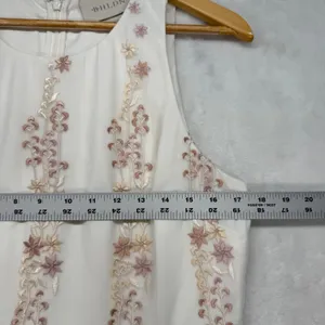 BHLDN‎ Embroidered Parsons Tulle Maxi Dress Formal Gown White Pink US 14 thumbnail 2