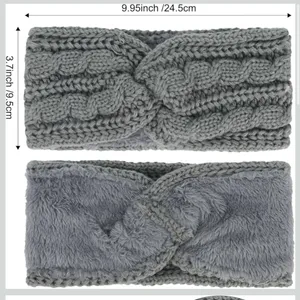 Amazon NWB TWO PACK Cable Knit Twist Headband Ear Warmer Set; Faux Fur Lined thumbnail 3