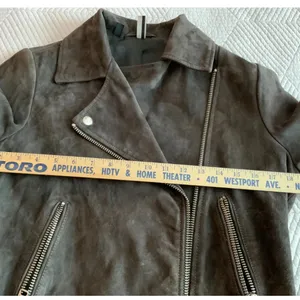 Sale! Topshop Genuine Coffee Brown Suede Moto Jacket Us6 thumbnail 14