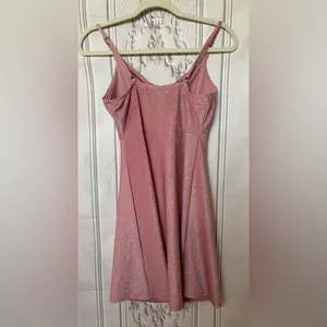 Almost Famous Pink Shimmer Fit & Flare Dress | Size Medium thumbnail 2