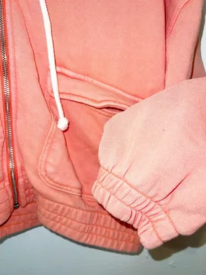 Aerie sun washed coral full zip up elastic waist hoodie with pockets thumbnail 3
