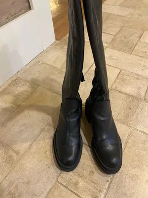 ZARA Knee-High Black Boots Leather thumbnail 2
