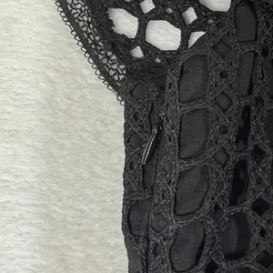 Gianni Bini Black Eyelet Lace Asymmetrical Ruffle Mini Dress Size 6 LBD Skater thumbnail 10