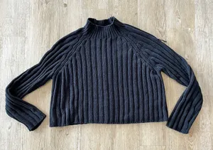 Womens American Eagle Black Cropped Knit Sweater - XL thumbnail 1
