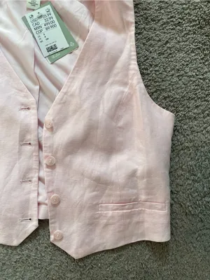 NWT H&M Light Pink Women's Linen Blend Vest thumbnail 4