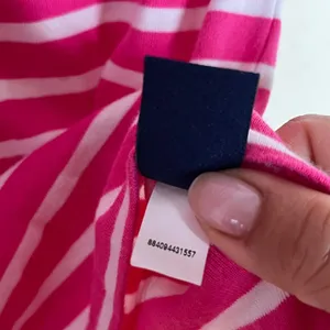 Chaps Classics Pink White Striped Cotton Button Shoulder Tee Shirt Womens Medium thumbnail 7