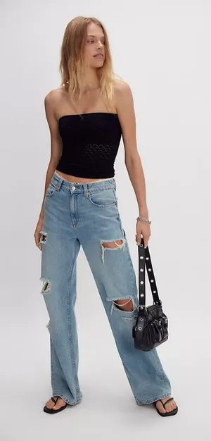 NWOT Free People Honey Textured Tube Top- Black thumbnail 1