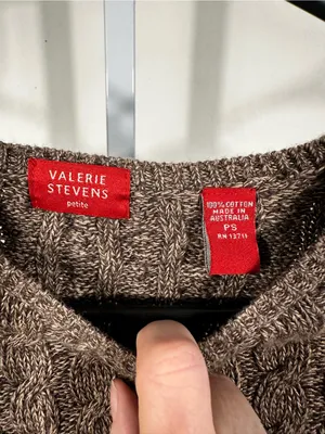 N10. Valerie Stevens Petite Cable Knit Sweater in Marled Brown thumbnail 2