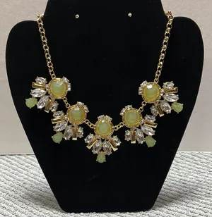 Pastel Floral Statement Necklace with Gold Chain thumbnail 1