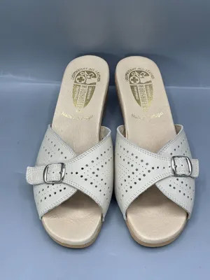 Worishofer Slide Sandals Womens 11.5 Tan Cork Wedge Heel Crossover Strap Slip On thumbnail 3