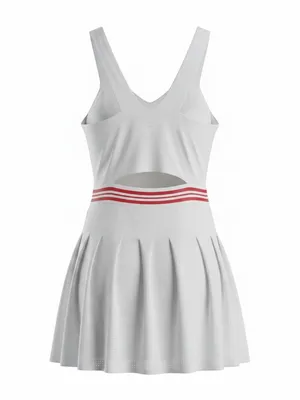 Avia Womens Tennis Dress L 12-14 White Red Striped Pleated Mini Skort thumbnail 2