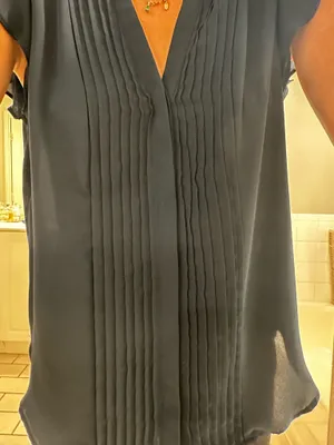 H&M blue pleated work top thumbnail 5