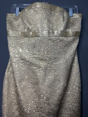 Carmen Marc Valvo Collection Womens 10 Gold Strapless Corset Cocktail Dress thumbnail 3