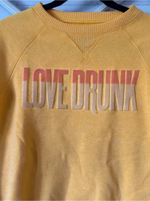 Aeropostale Sweatshirt Size XS‎ Womens Love Drunk Crop Pullover Yellow thumbnail 2
