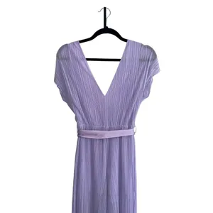 Alice + Olivia Mitsue Plissé Jumpsuit 2 Lilac Pleated Wide Leg Belted thumbnail 6