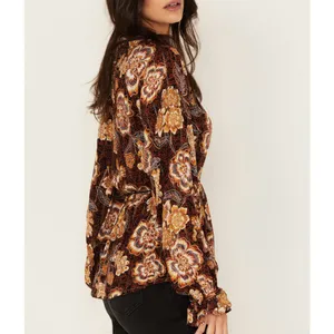 Shyanne Floral Blouse - Brown and Gold thumbnail 2
