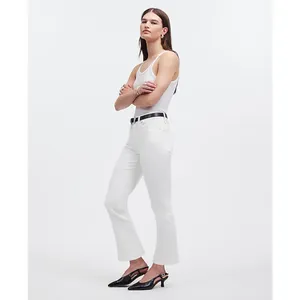 Madewell Kick Out Crop Jeans Pure White Stretch Mid Rise Flare NI961 US 24 NWT thumbnail 2