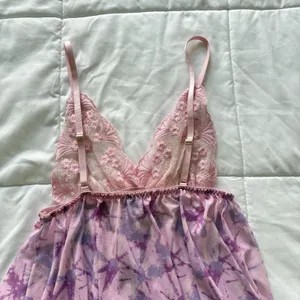 Womens Medium Pink Floral Sexy Sequined Babydoll Chemise Slip Coquette‎ Feminine thumbnail 8