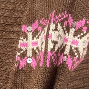 Brown vest | Boho Western Fair Isle Belted Cardigan Cottagecore Layering thumbnail 7
