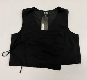 Future Collective Jenee Naylor Black Wrap Vest Top XL NWT Sleeveless V-Neck Tie thumbnail 1