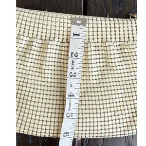 Vintage 70s 80s White Enamel Metal Mesh Evening Purse Metal Chain Hong Kong thumbnail 7