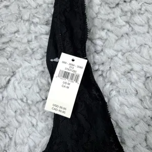 Aerie Waffle Lace Longline Bralette Unlined Black Size Medium thumbnail 3