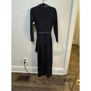 Eliza J Long Sleeve Tuxedo Maxi Gown Black Tie Wedding Size 6 Bow thumbnail 5