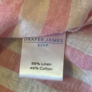 Draper James top Large Pink White Stripes Linen cotton blend square neck smocked thumbnail 3