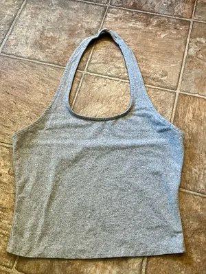 Gray Halter Neck Crop Tank Top Basic Size Small GUC thumbnail 1