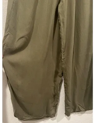 AMERICAN EAGLE Wide Leg Olive Green Pants thumbnail 4